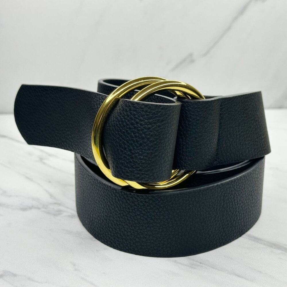 B-Low The Belt Wide Double Ring Belt Large/XL (L/XL) Black Gold Designer ✨